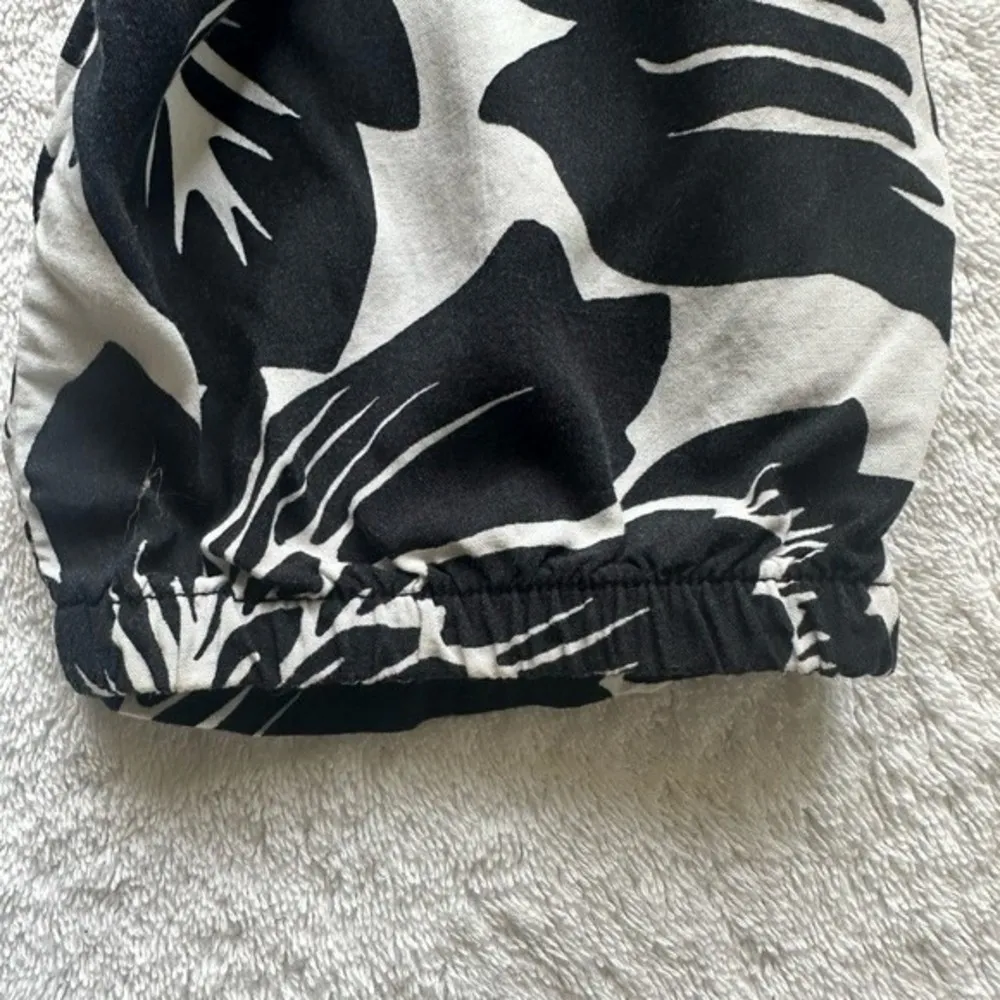 GAP Hawaiian Tropical Floral Print Elastic Drop Waist Tie Jumpsuit Pockets XS - Image 7