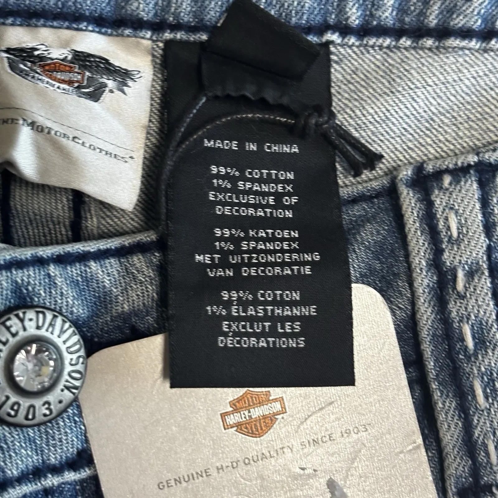 NWT Harley Davidson Women's Jeans 18 Mid Rise Contoured Bootcut Stretch Blue Size 18P - Image 5