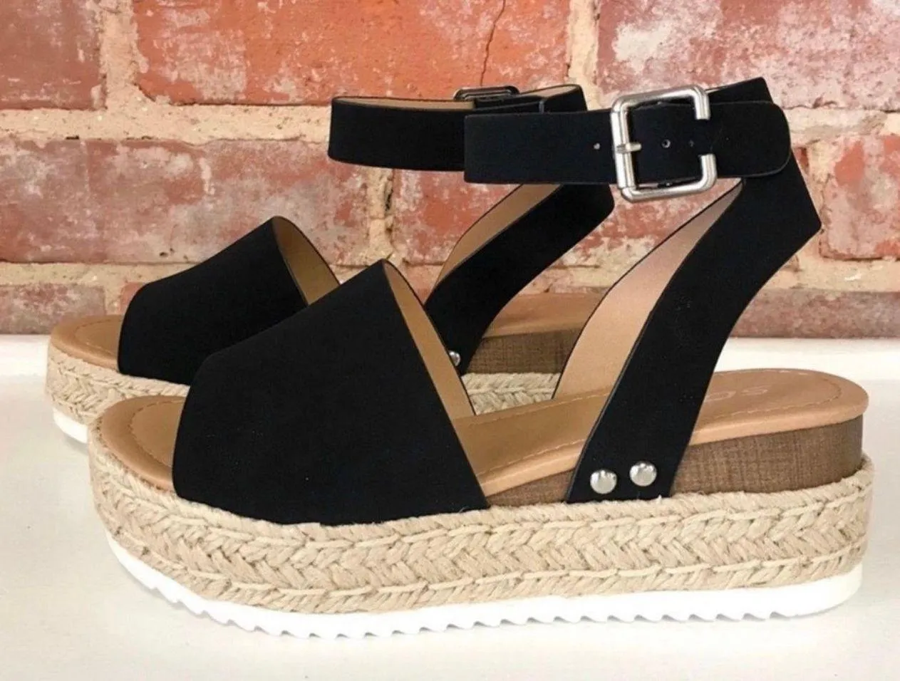 Black Topic Espadrille Wedge - Image 2
