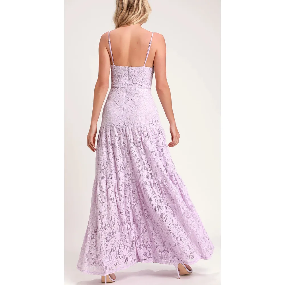new lulus Finely Lavender Lace Tiered Maxi Dress size small - Image 2
