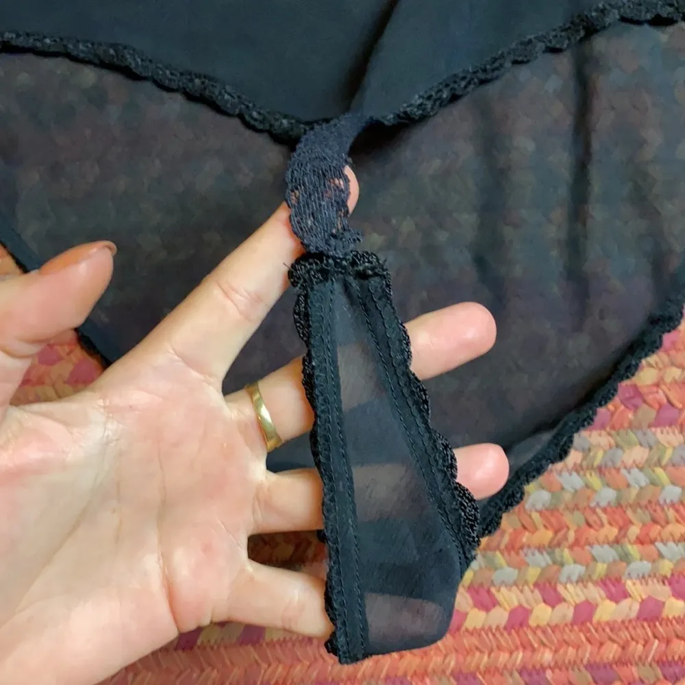 80s VTG VICTORIAS SECRET GOLD LABEL BLACK SHEER THONG FIT BODYSUIT HIGH CUT - Image 6