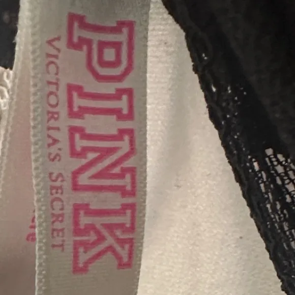 PINK Victoria's Secret Black Floral Lace Bra - Image 7