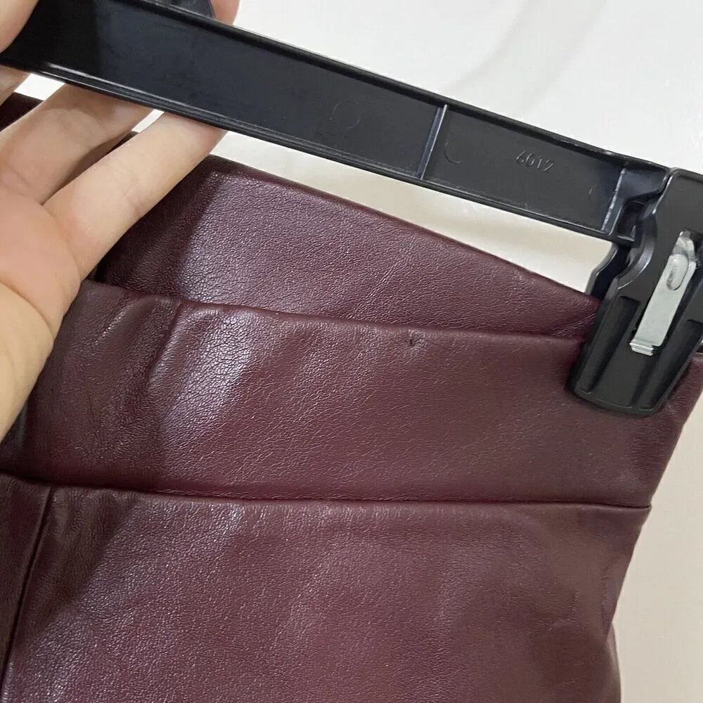 WOLFORD high waist maroon red faux leather leggings size US 6 - Image 4