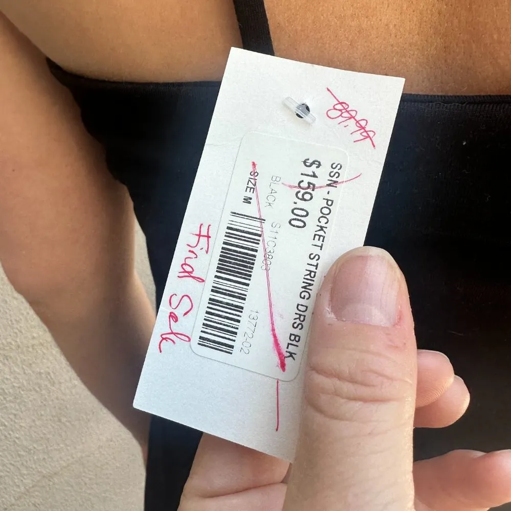 NWT SUSANA MONACO Black Knit Strappy Mini Dress w POCKETS! - size Medium - Image 9