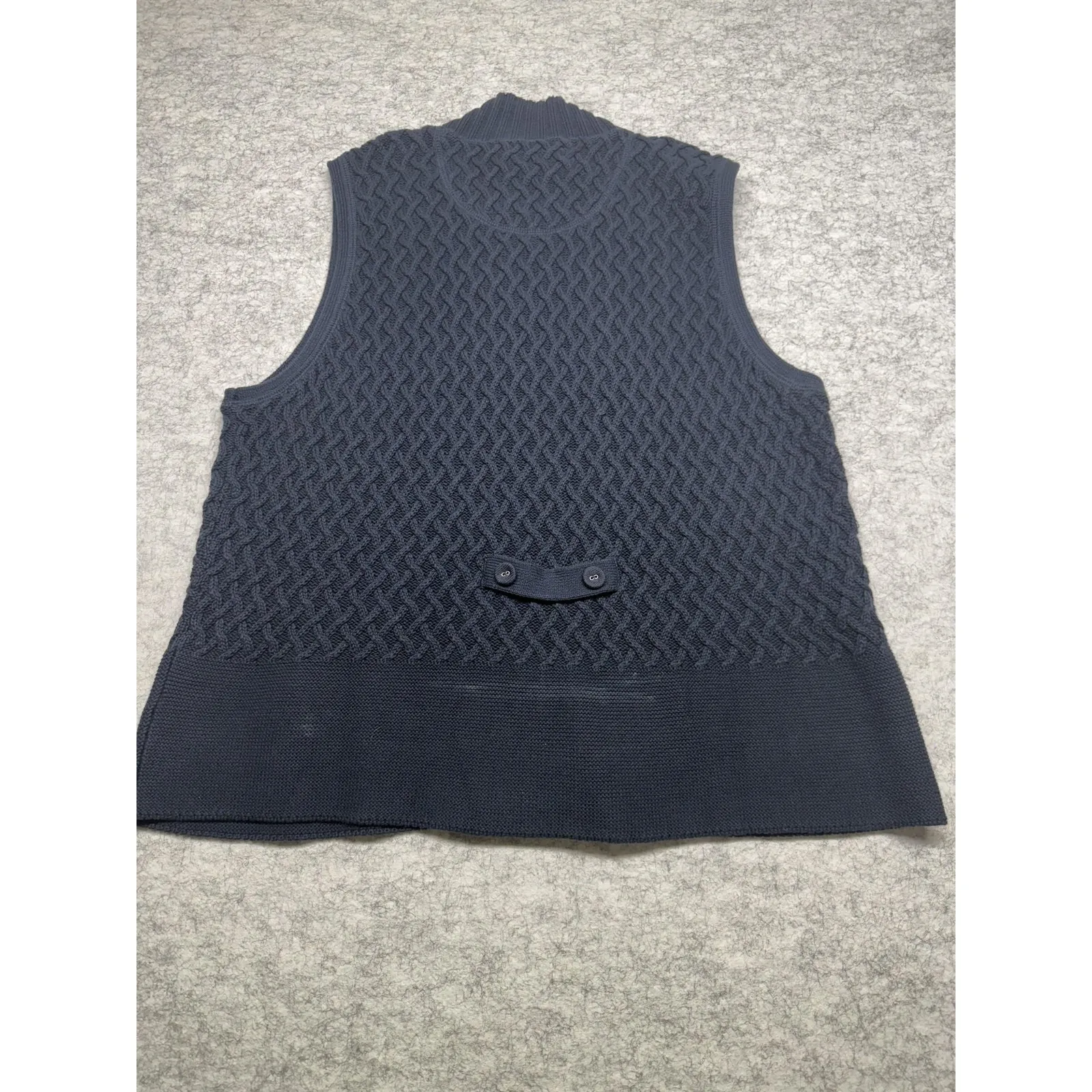 Coldwater Creek Sweater Vest Womens 1X Navy‎ Blue Zip Front Textured Knit Cotton - Image 6