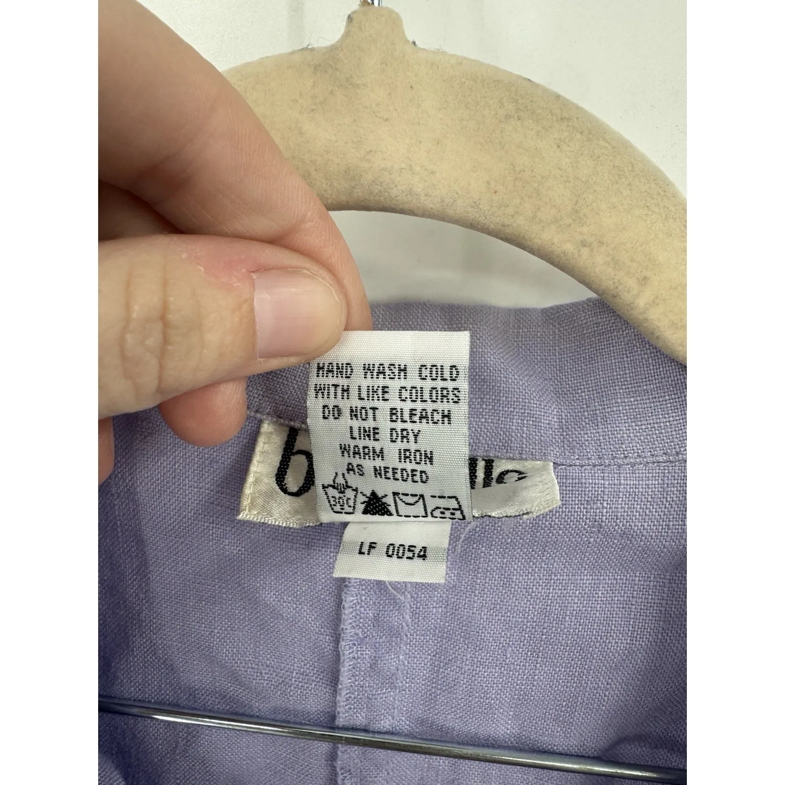 VTG Bagatelle 100% Linen Button Shirt Women L Purple Minimalist Beach Summer - Image 4