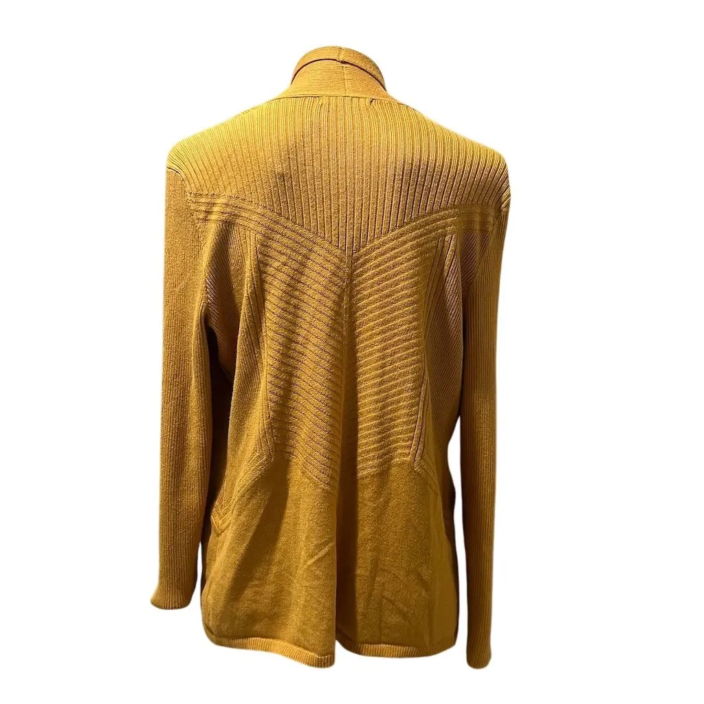 89th & Madison Women's M Yellow Knit Cardigan Long Sleeve Sweater Size M - Image 5
