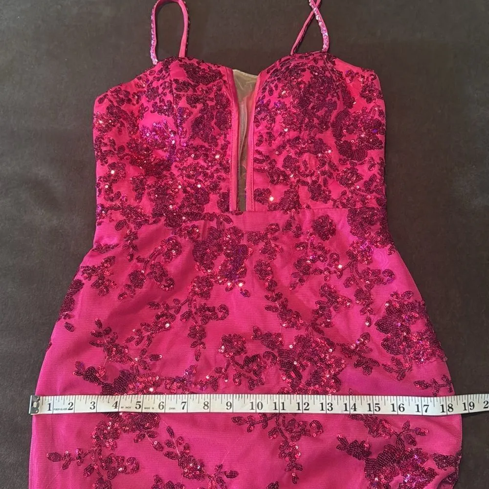 Women’s Pink Mermaid Fit Prom Party Dress Sparkly Sequins Lace Up Back Size 6 - Image 10