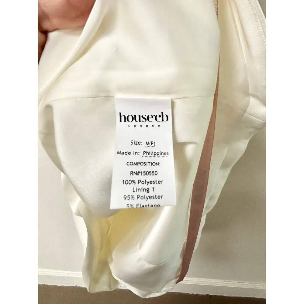 NWT House of CB Faye Satin Plunging Neck Corset Midi Dress Ivory Women's M Plus - Image 6