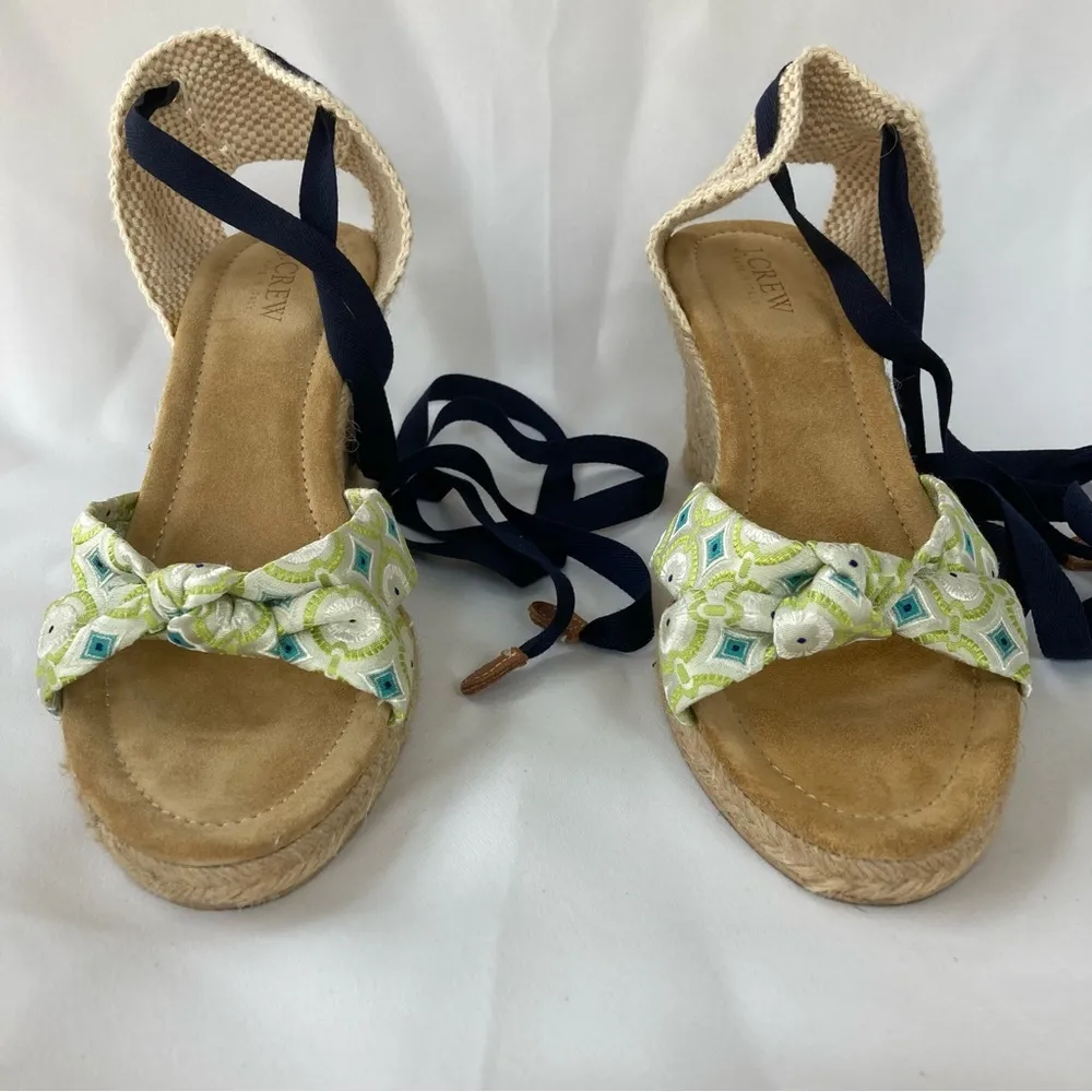 Almost New J. Crew Marianne Espadrilles Wedge Sandals in Clover Burst Color Sz 9 - Image 4