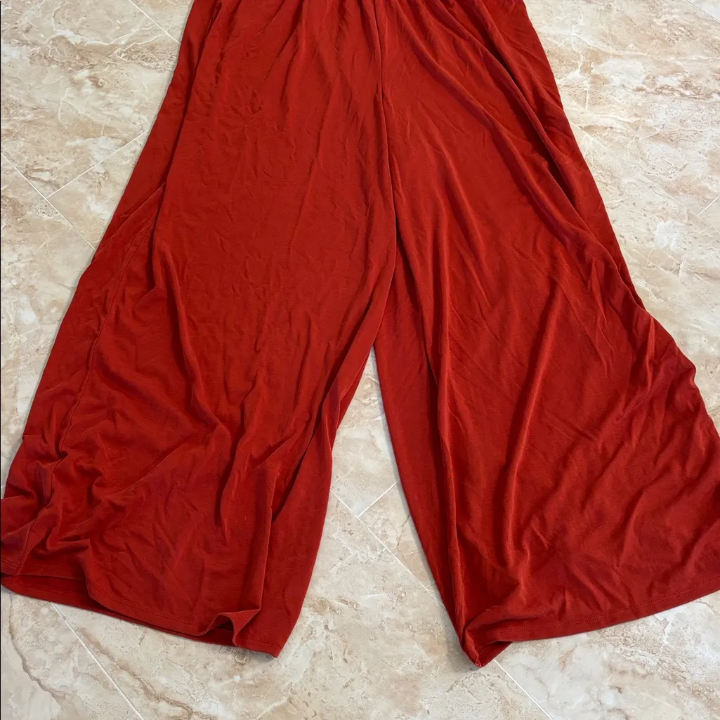 Express Cinnibar Ruched Wide Leg Elegant One-Shoulder jumpsuit fall event - Image 5