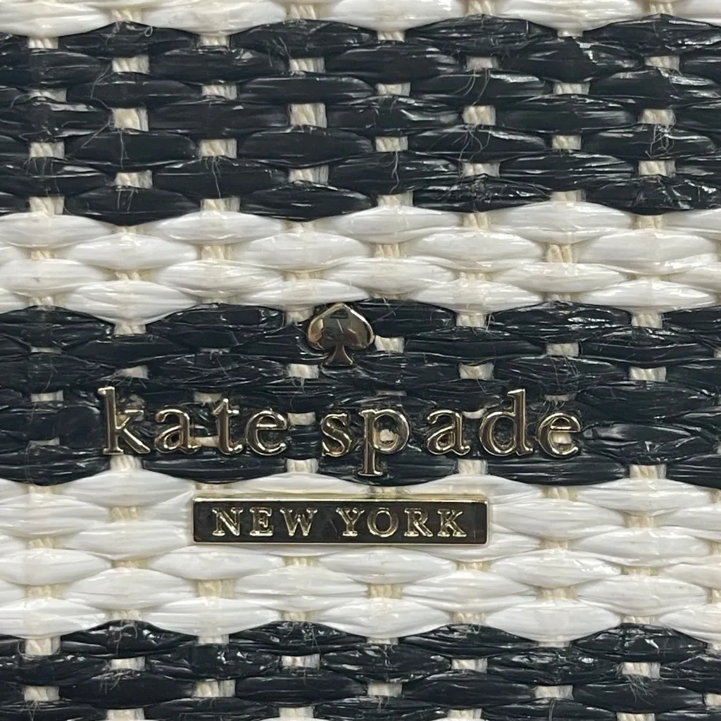 Kate Spade New York Cobble‎ Hill Straw Mylie Shoulder Bag Black Cement Leather - Image 2