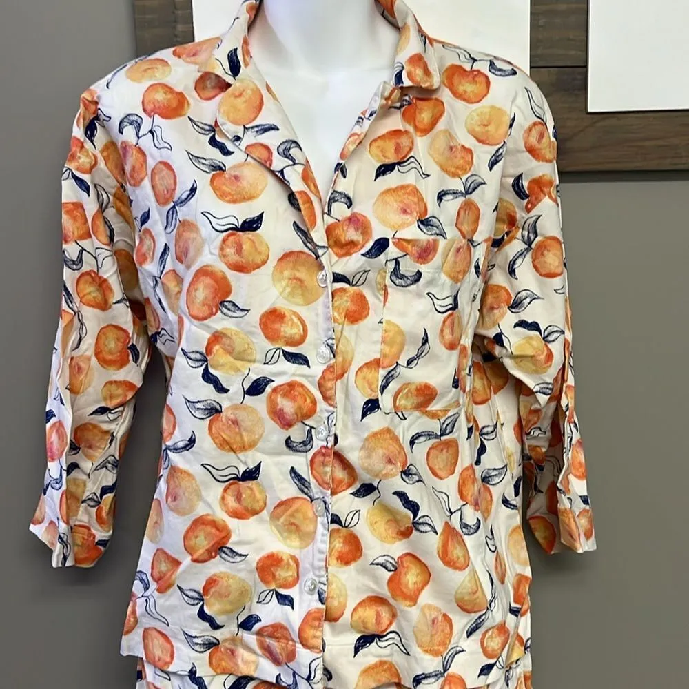 LOFT Sleep Peach Two Piece Set with Button Down Shirt and Pull On Shorts- Small - Image 4