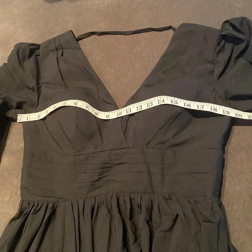 Women’s Black Full Length Chiffon V - Image 10