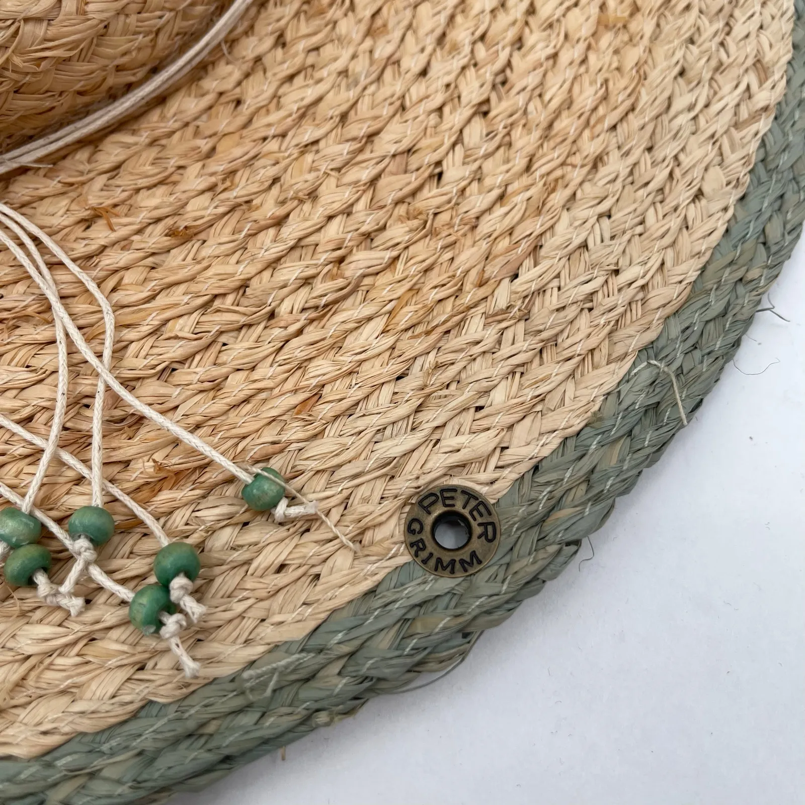 PETER GRIMM Straw Hat Raffia One Size Beaded Tassels Pura Vida Crushable Pack - Image 7