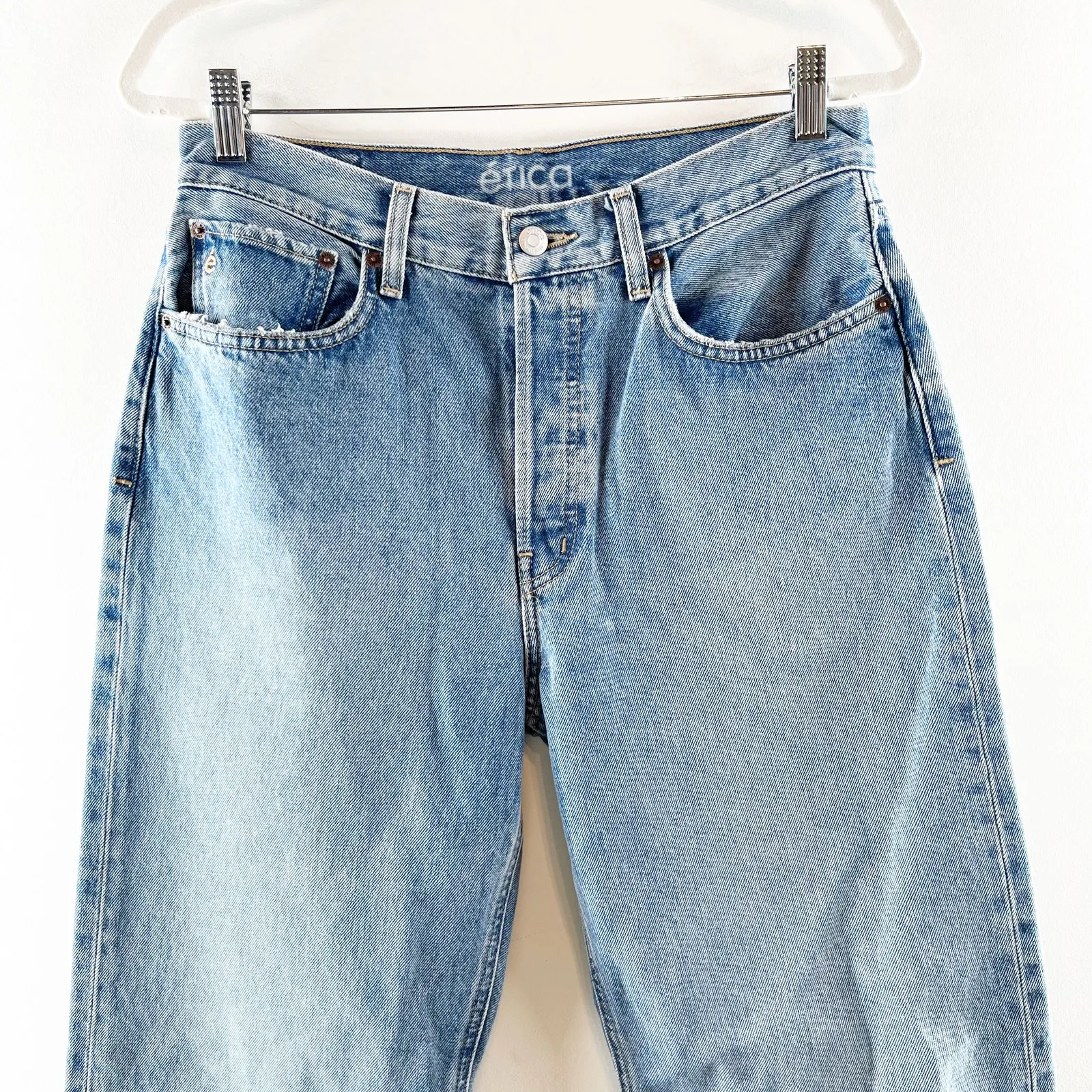 Etica Tyler Vintage High Rise Button Fly Straight Leg Jeans Blue 30 - Image 5