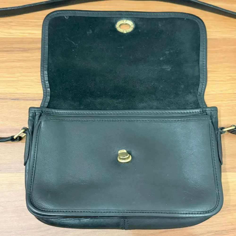 Vintage COACH 9850 Compartment Bag Black Glove Tanned Cowhide Leather Crossbody - Image 7