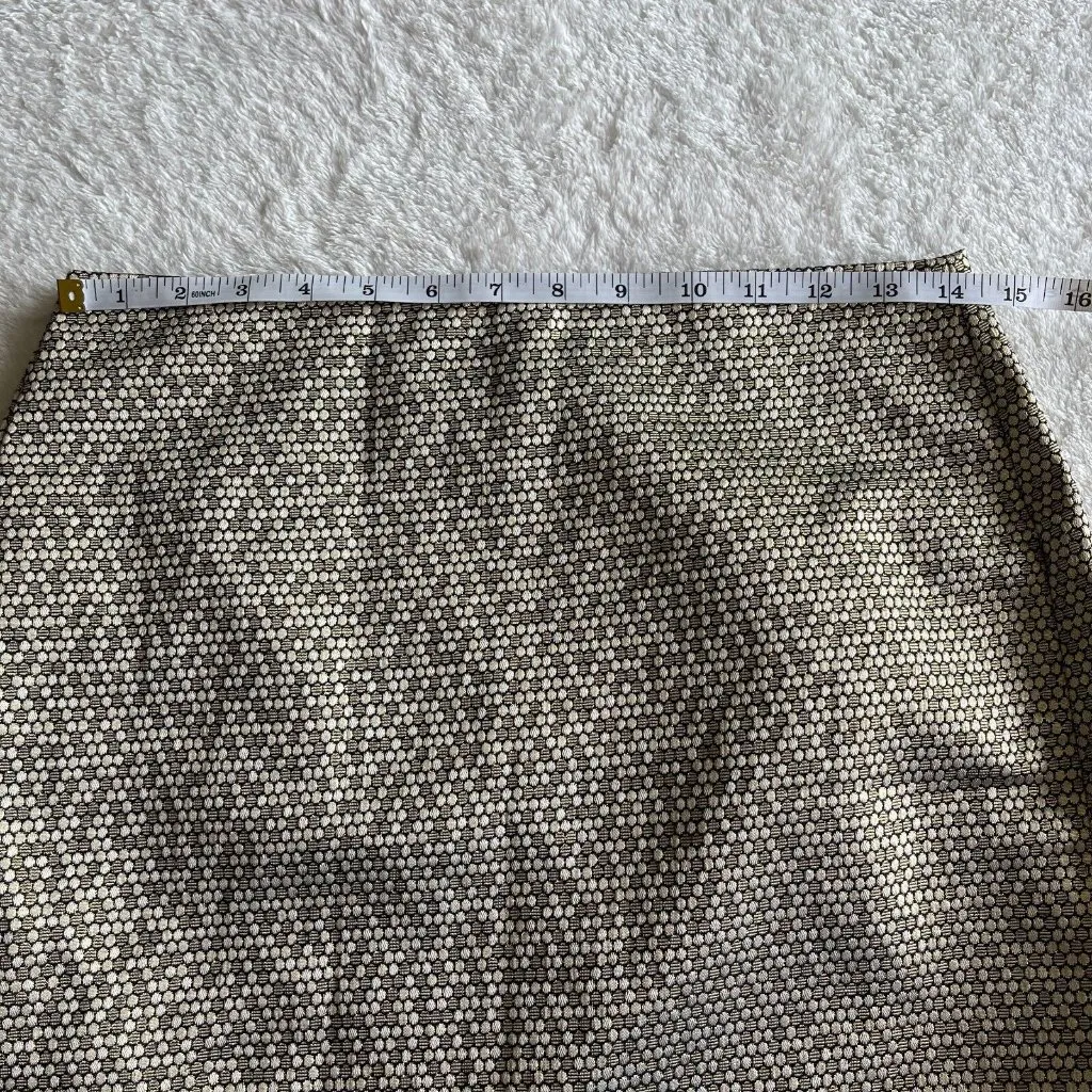 Banana Republic Geometric Jacquard Mini‎ Skirt Womens Size 2 Gold Metallic Lined - Image 12