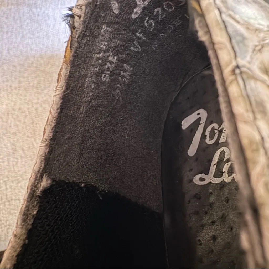 TONY LAMA Python Cowgirl BootIES Size 9.5 Snakeskin Embossed‎ Ankle Bootie - Image 9