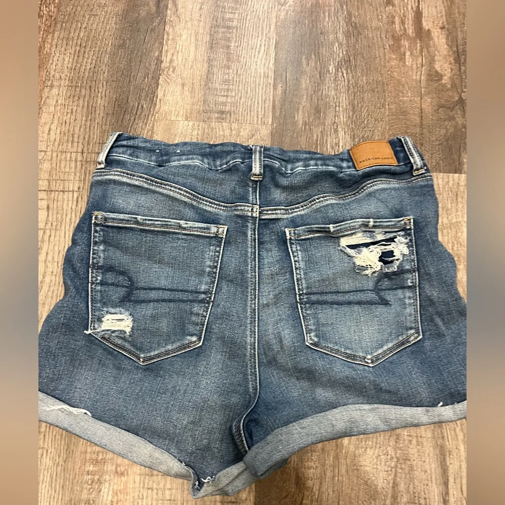 American Eagle Outfitters Blue Distressed Jean Shorts - Image 6
