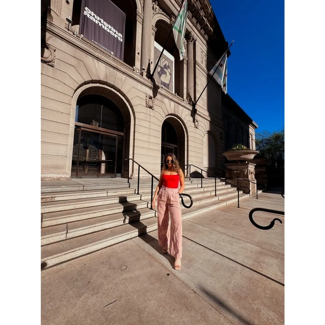 EN SAISON Dusty Pink Linen Style Front Zipper Macey Trousers Pants Size Small - Image 14