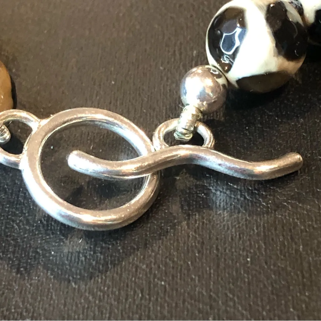 SIMON SEBBAG Tortoise Shell Agate Necklace with Sterling Silver Modern Pendant Black - Image 10