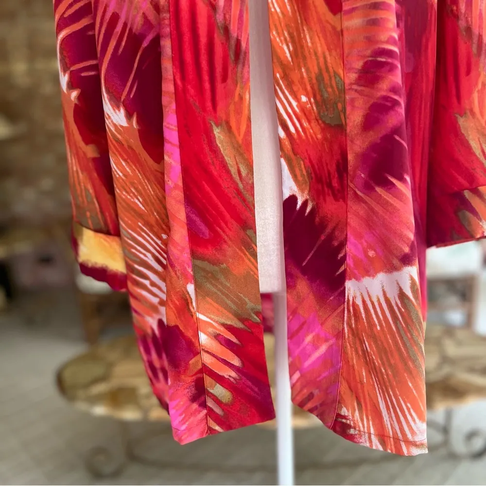 Southern Lady Jacket Open Pink Multi 18W Tropical Bright Vacation Resort Casual - Image 6