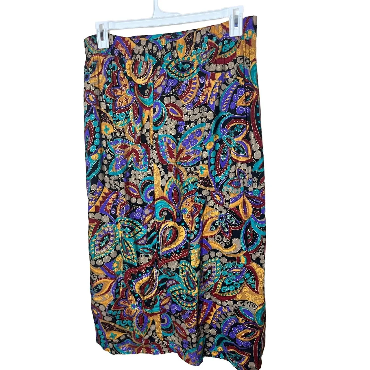 EXPOSÉ Skirt Womens Size‎ Small Paisley Maxi ALine Pleated Vintage USA Boho Purple - Image 4