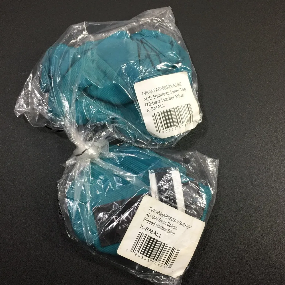 Tavik ACE Bandeau Swim Top Ribbed Harbor Blue Ali Bottoms XS - Image 3