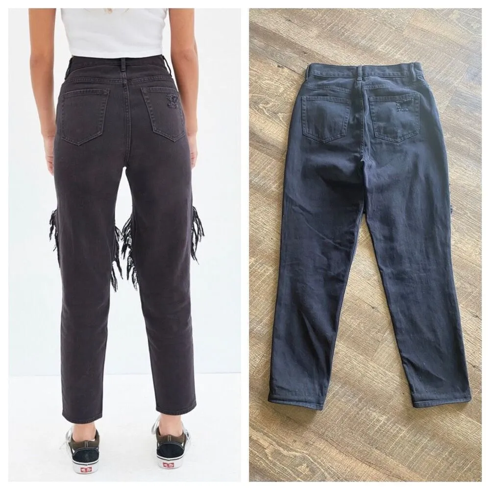 Ultra High Rise Jeans Destroyed Black Slim Button Fly - Image 5