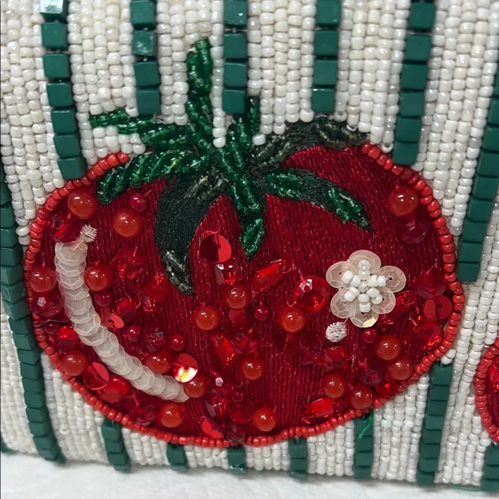 Handcrafted In India | Beaded Tomato Bag Green - Image 7