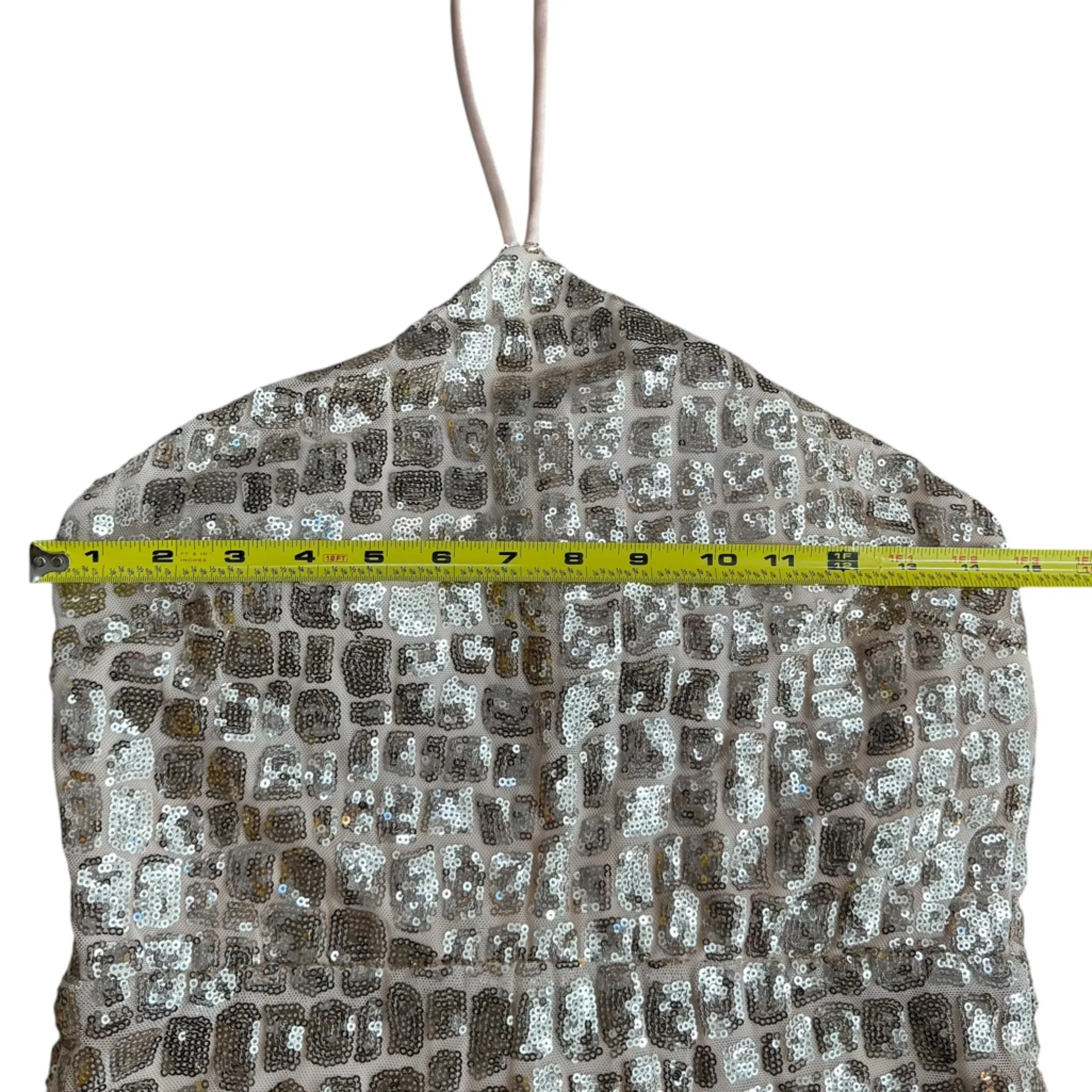 Lovesome Size L Halter Tie Mini Dress Champagne Sequin Sparkle Hoco Party NWT Gold Size L - Image 7