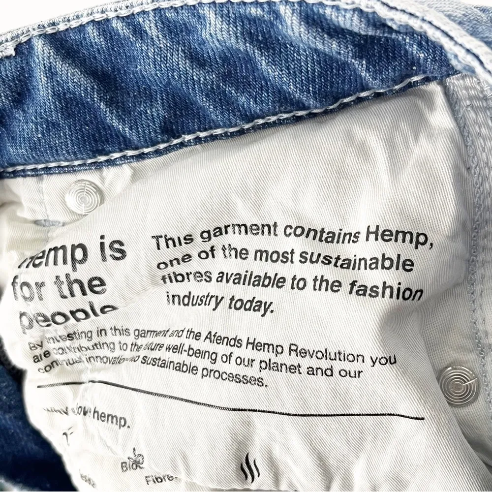 AFENDS Light Wash Organic Cotton Hemp Blend High Rise Ankle Crop Jeans, Size 24 Blue - Image 5