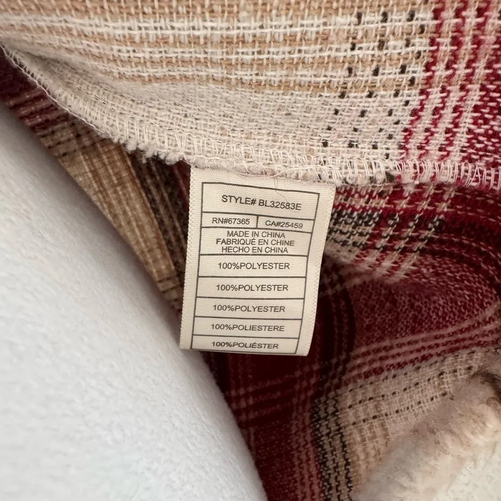 BB Dakota Red Cream Plaid Button Flannel Barn Jacket Women’s XS Utility Western - Image 5