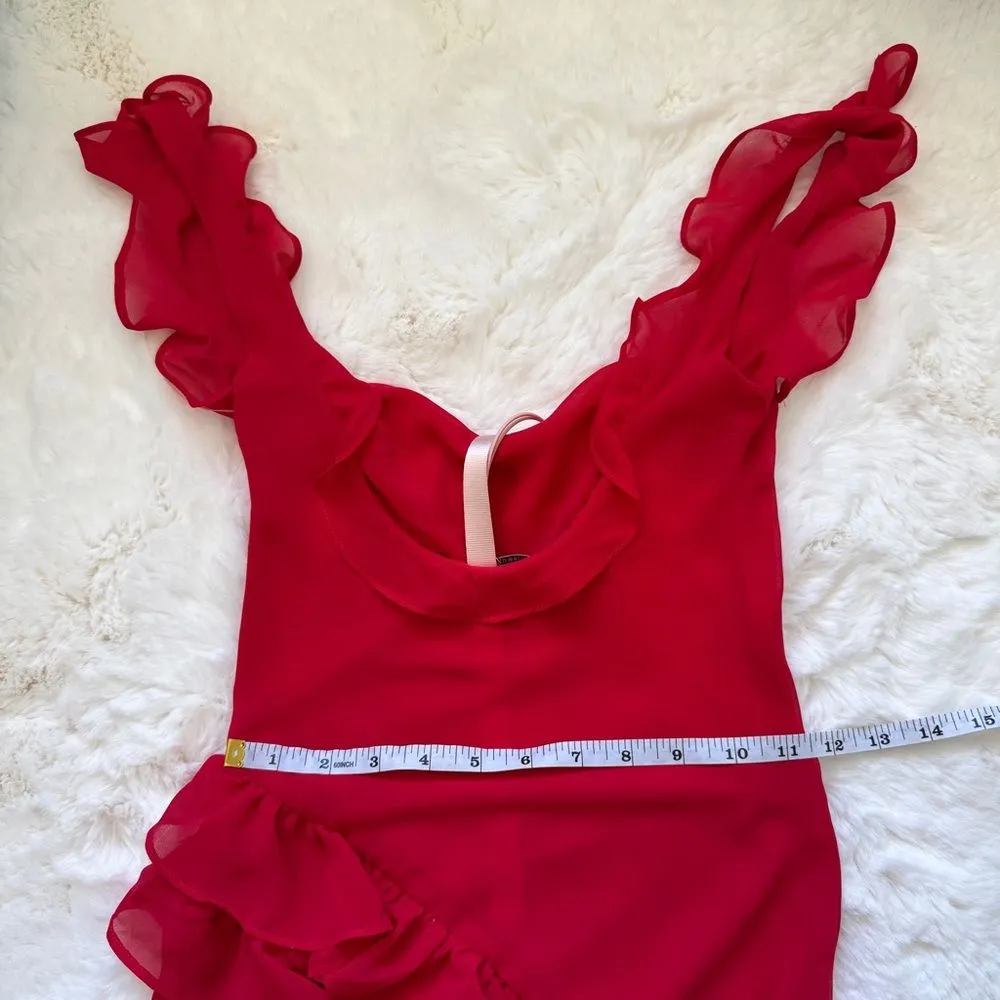 House of CB Ruffle Jellyfish Summer Maxi Dress XS - Red - Image 7