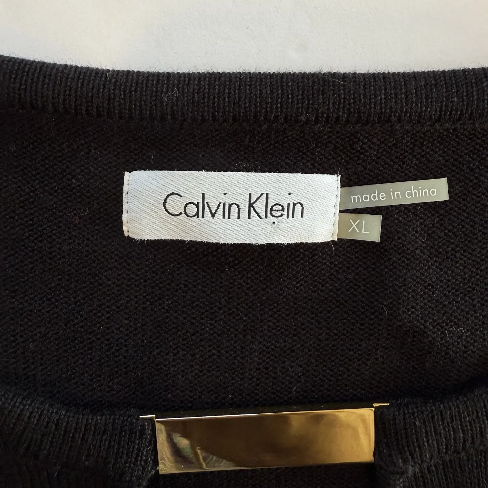 Calvin Klein Black Keyhole Long‎ Sleeve Sheath Sweater Dress Size XL - Image 9