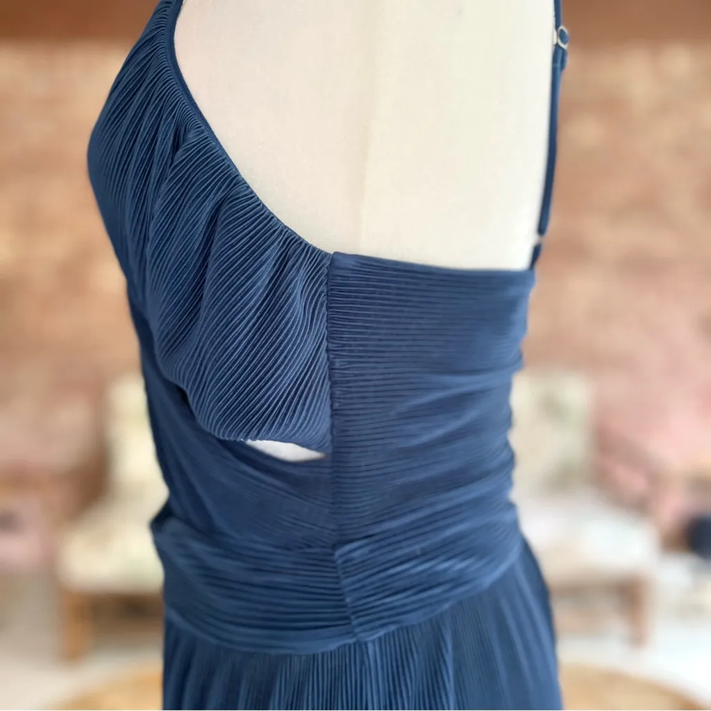 ASTR The Label Jumpsuit Blue Pleated Cutout Wide Leg Cropped M Cocktail Party - Image 8