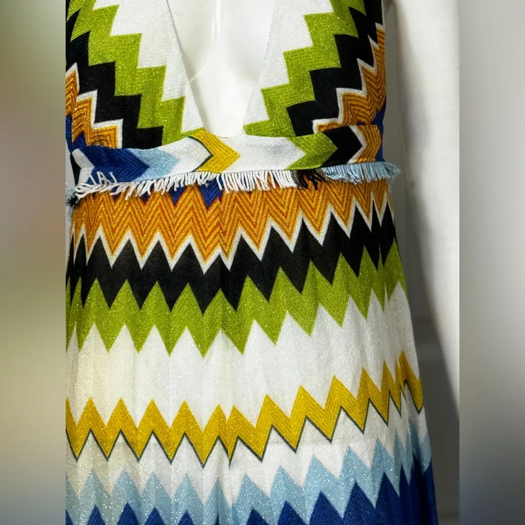 Missoni Mare Beach Jumpsuit Zig Zag Halter Coverup Pant Blue Romper IT44 - Image 15