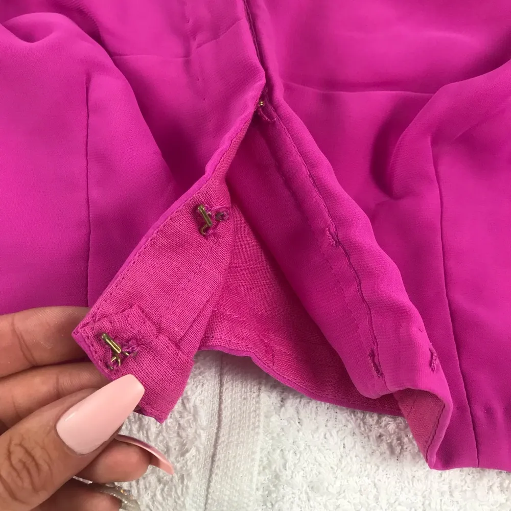 Bright Pink Silver Flower Snap Dubai Crop top - Image 4