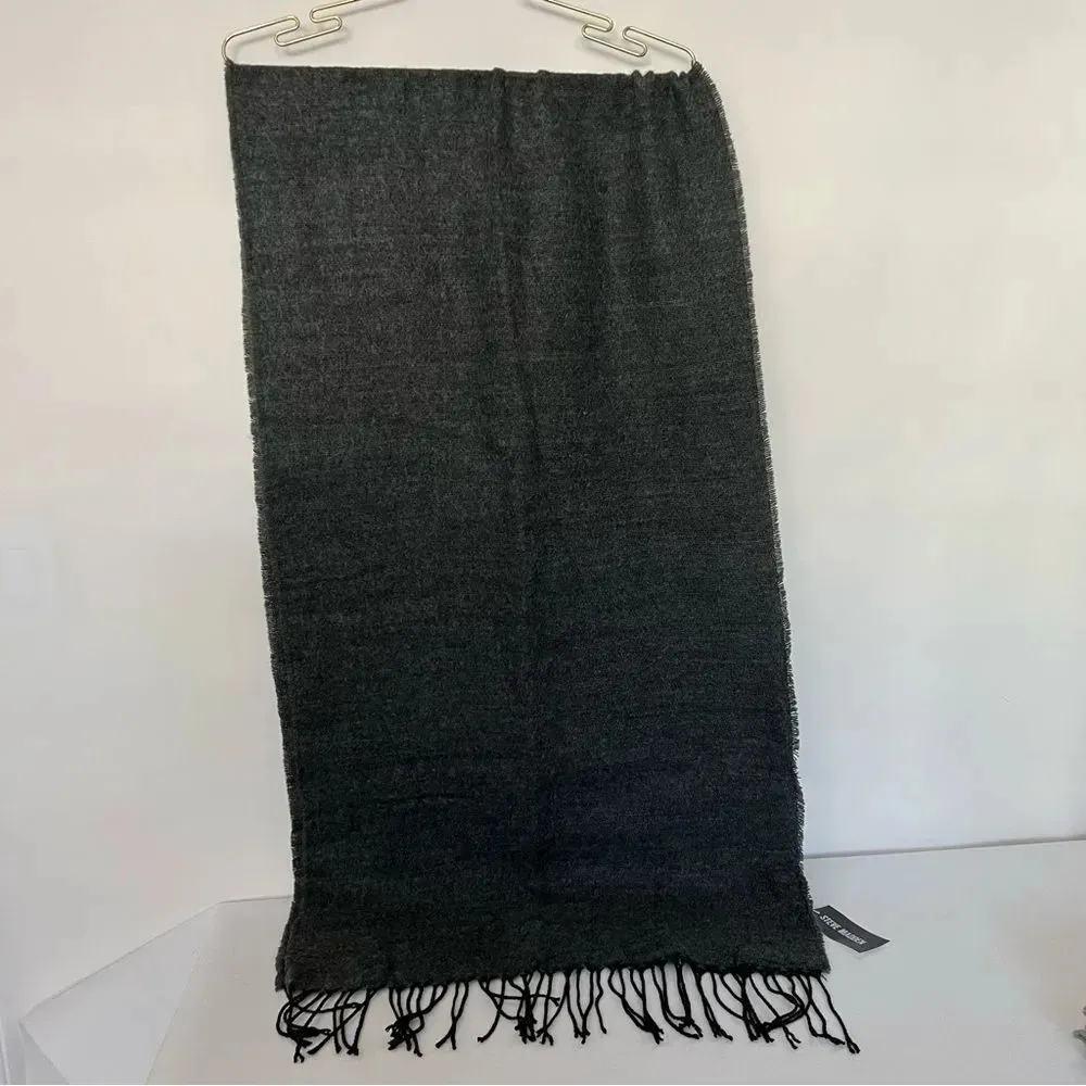 Steve Madden Heather Gray Grey Print Scarf Cozy Warm - Image 2