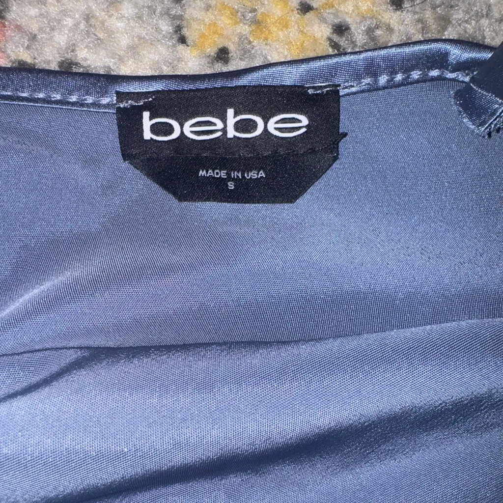 Bebe Shimmering Navy Mini Dress - Image 3