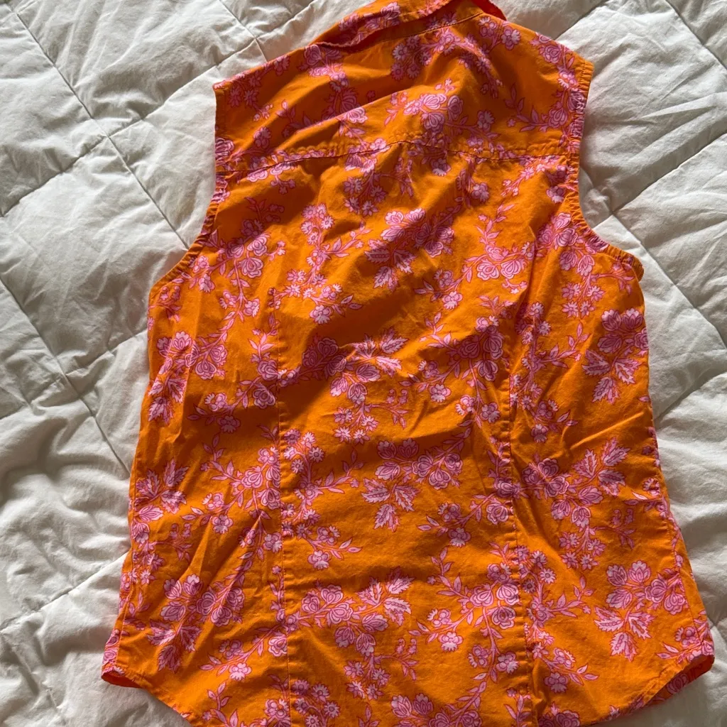 J Crew Vibrant Orange and Pink Floral Tank and Skirt Set - Image 3