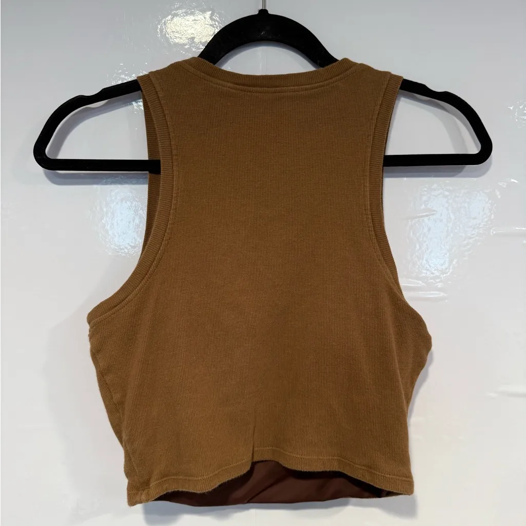 Klassy Network Ribbed Brown racerback tank Crop Top - Image 3