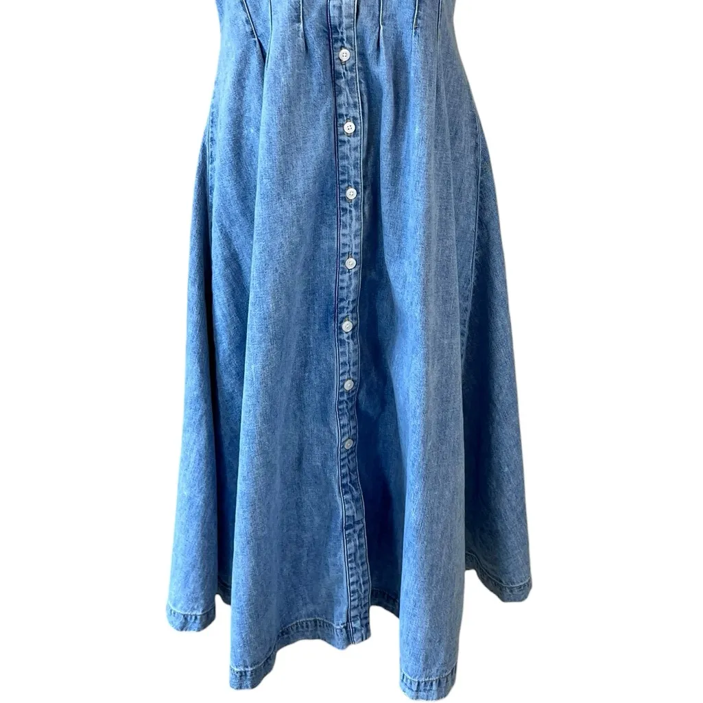 Veronica Beard Ruben Denim A-Line Midi Dress in Pebble Stone - Image 3