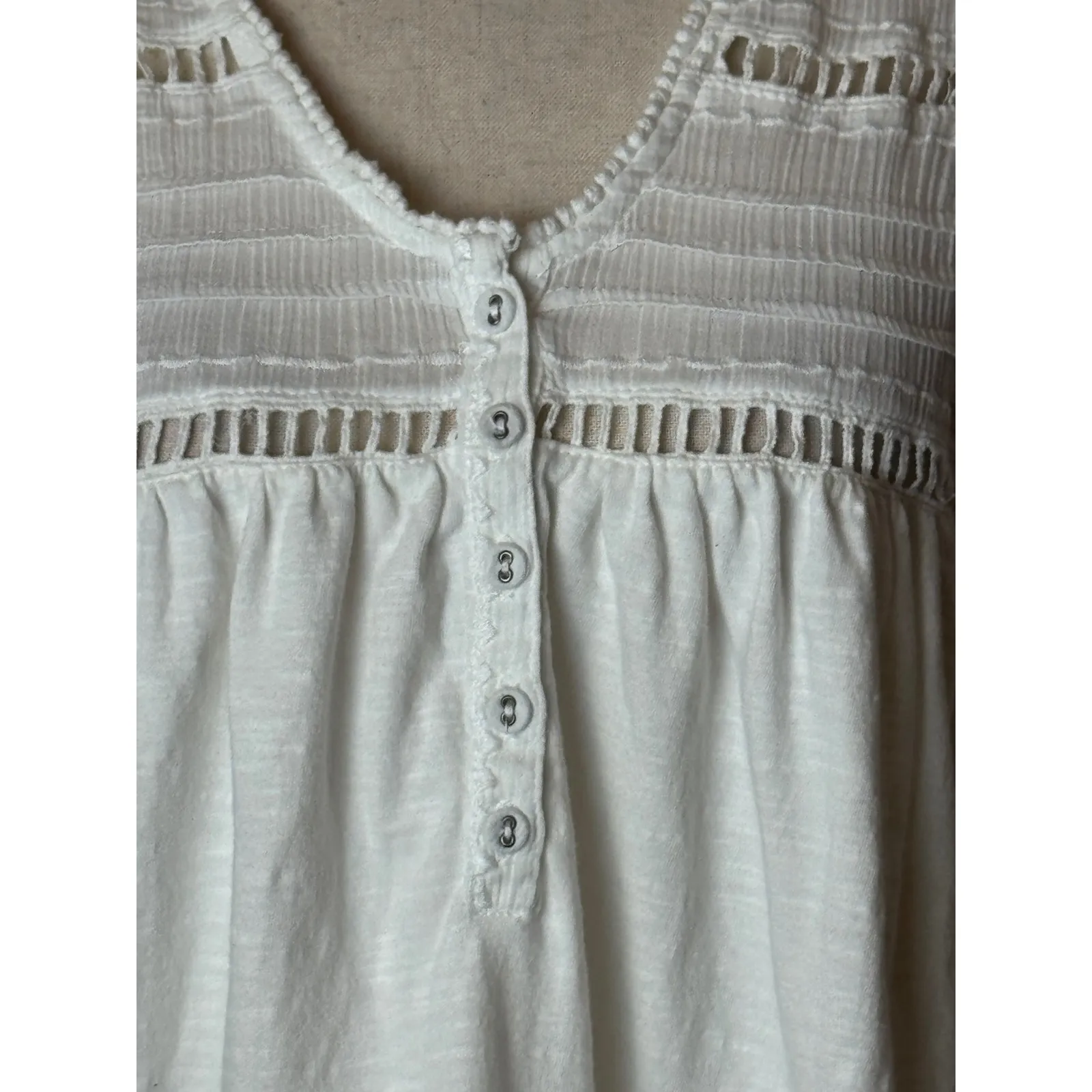 Sundance Tank Top Women Large White Cotton Lace Crochet‎ Elan Top Preppy Boho - Image 6