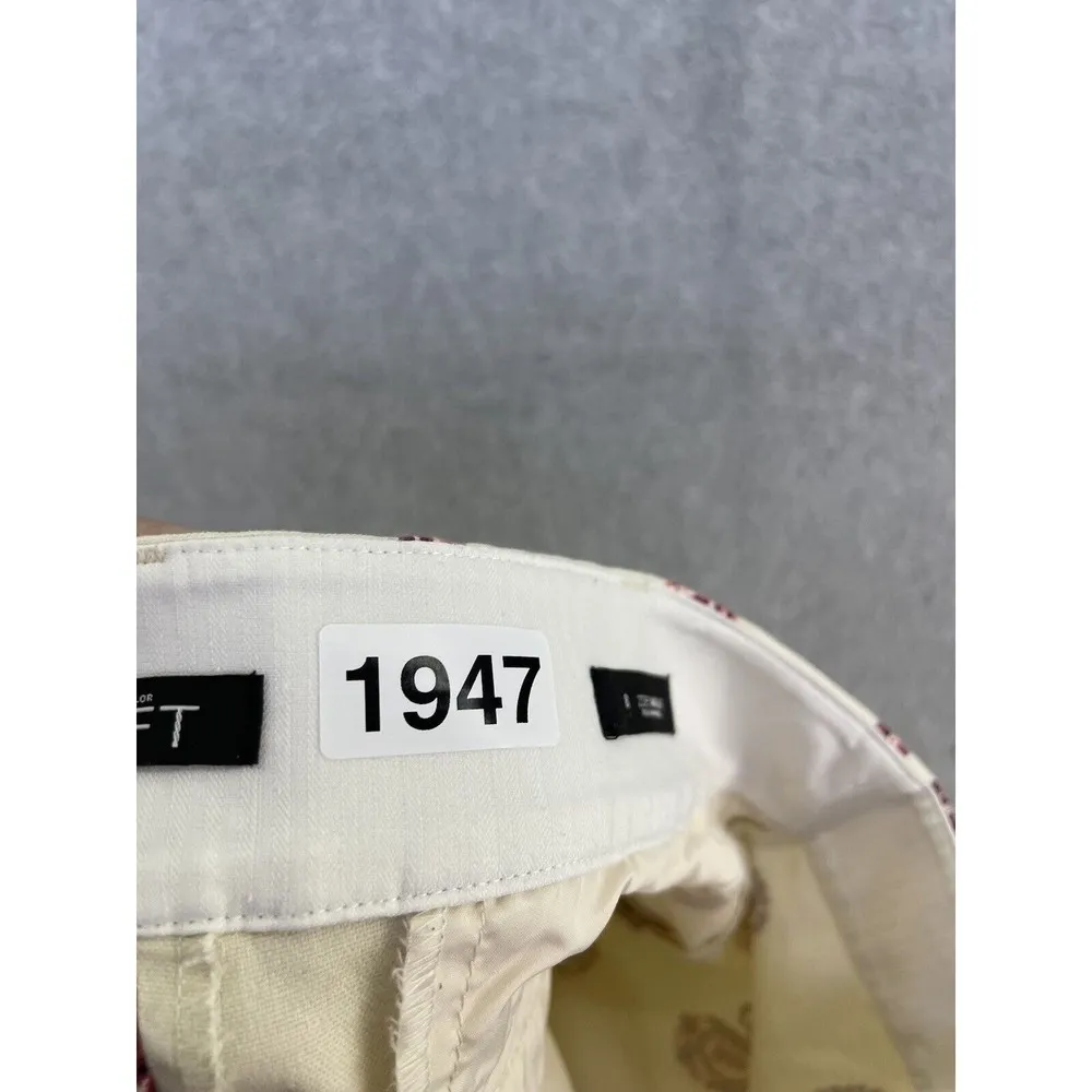 LOFT Ann Taylor Women's ZOE Ankle Pants Off White Paisley Print Size 8 Cotton - Image 4