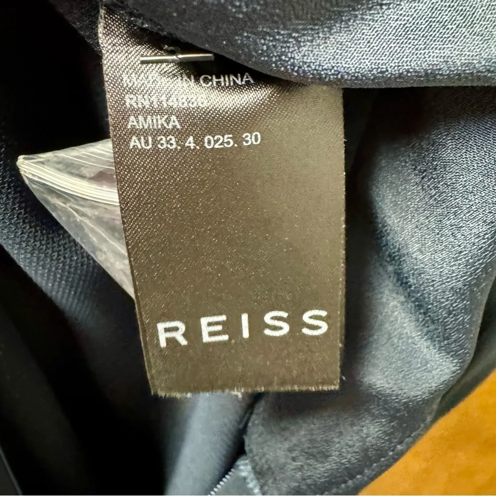 Reiss Amika Crepe Wide Leg Ruffle Sleeveless Cutout Jumpsuit Navy Blue 10 - Image 13