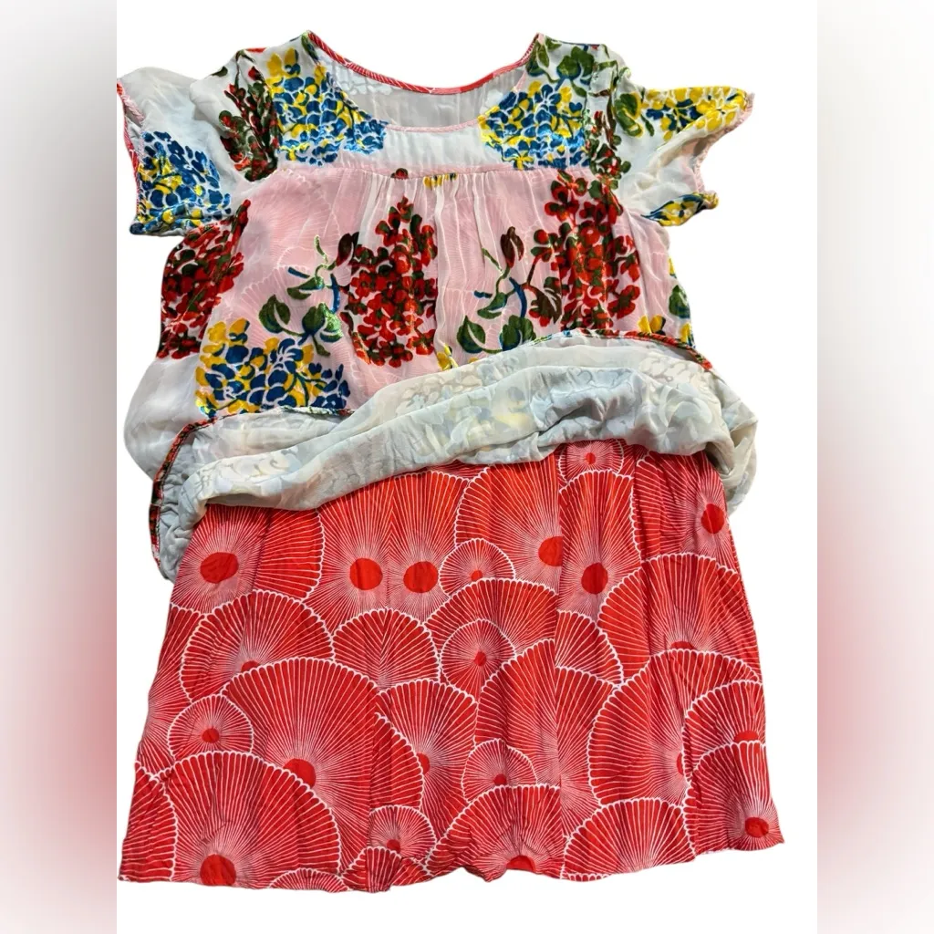 Maeve by Anthropologie Flower Market Swing Dress Velvet Burnout Red Motif Sz M - Image 9