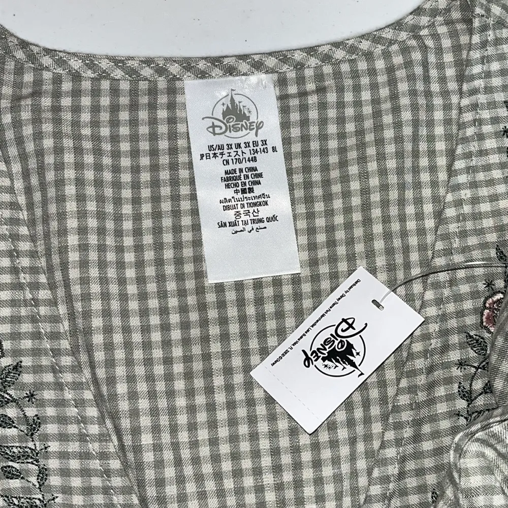 Disney Princess NWT 3X Green Gingham - Rose Embroidered Elastic Drop Waist Top - Image 7
