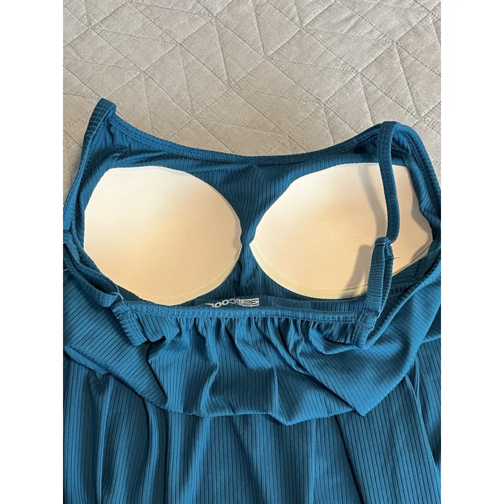 32° Cool swim Top Cami Womens Size Medium Turquoise Ribbed Sleeveless Padded NWT - Image 5